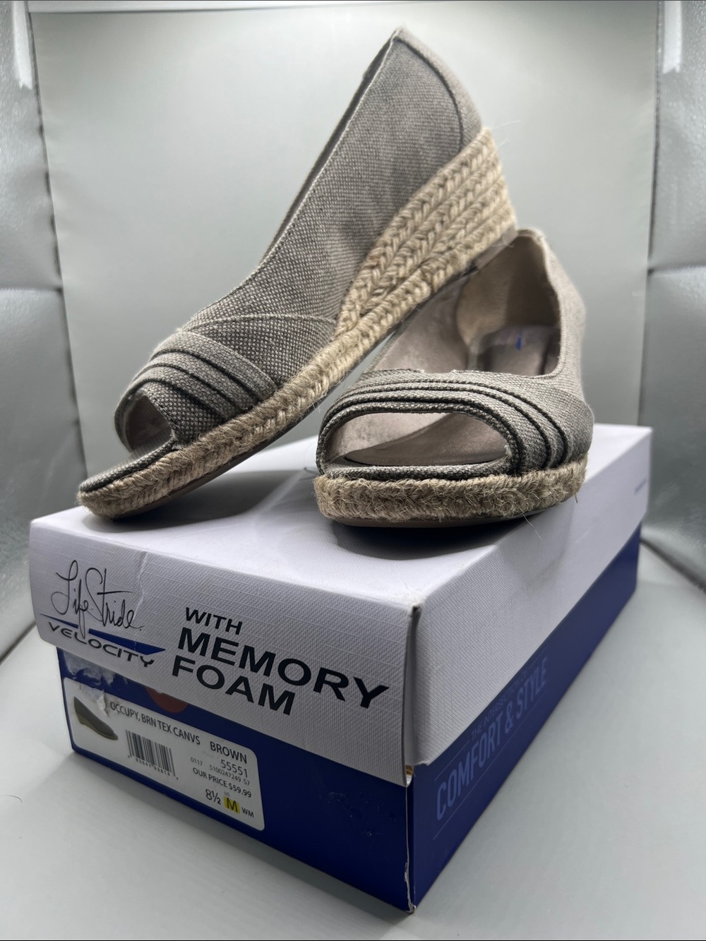 Life Stride Velocity Memory Foam Peep Toe Size 8.5 M